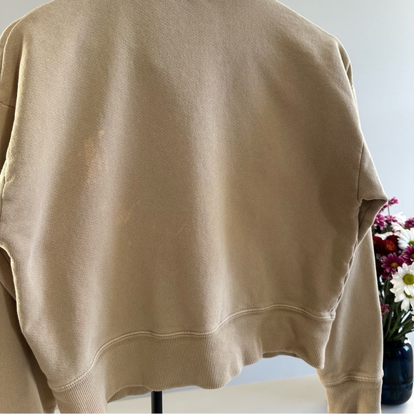 RE/DONE x Hanes 70's half-zip sweatshirt • small • cropped • khaki • flaw* - Picture 5 of 12